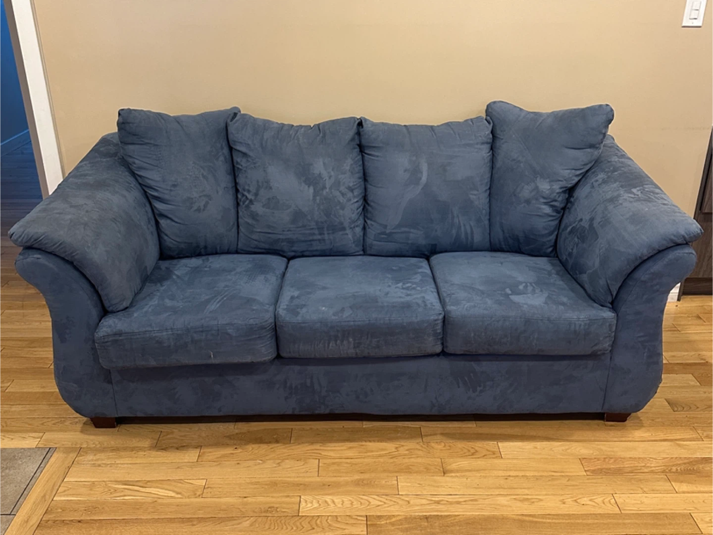 Premium Blue Microsuede Sofa (CAN DELIVER)