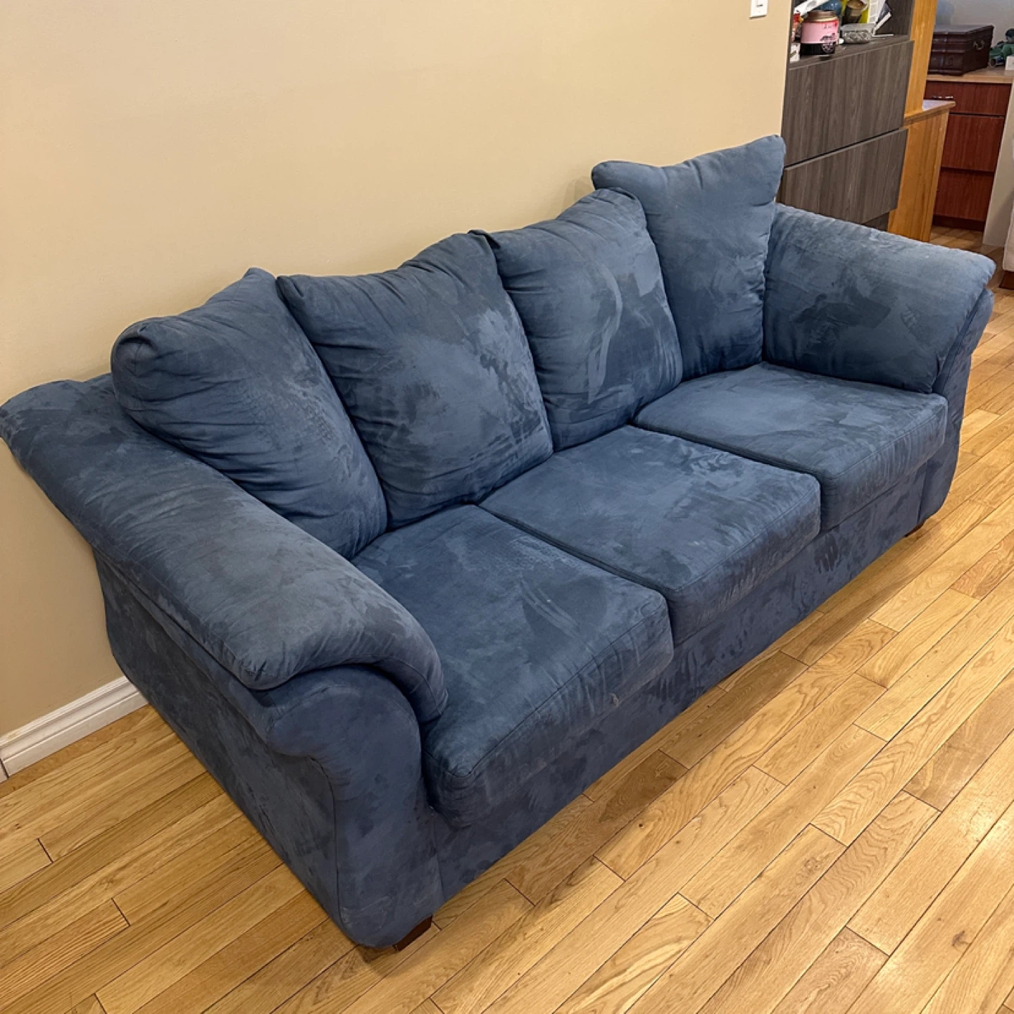 Premium Blue Microsuede Sofa (CAN DELIVER) - photo 2