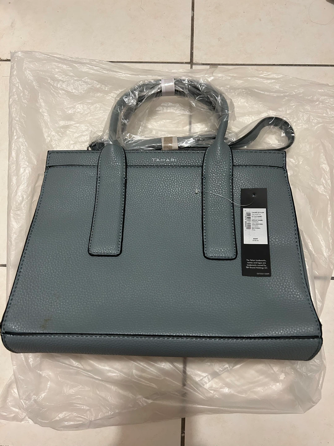 NWT Tahari LG Career Satchel - Citadel Blue/Grey - photo 4