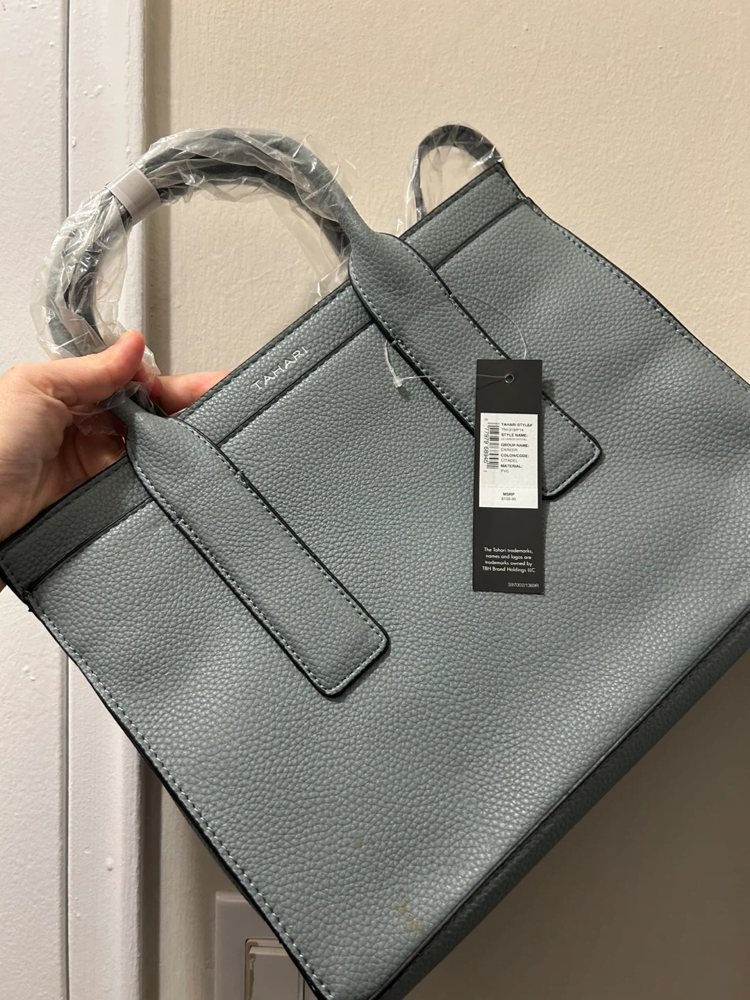 NWT Tahari LG Career Satchel - Citadel Blue/Grey