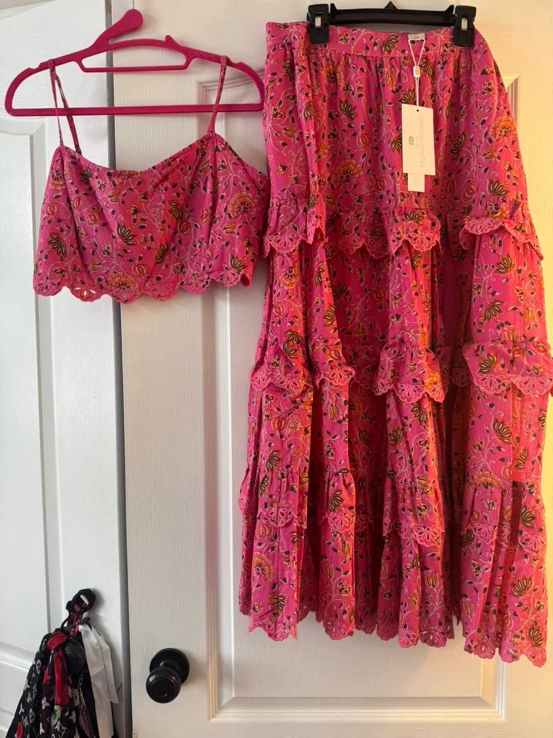Caroline Constas Pink Floral Two-Piece Set