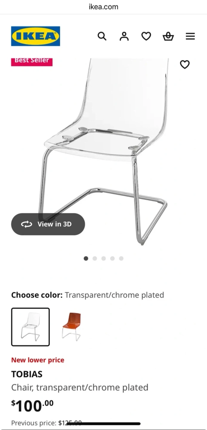 IKEA Tobias Chair - Transparent/Chrome - photo 2