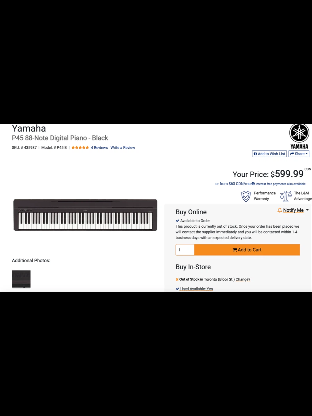 Yamaha P45B 88-Key Piano Set - photo 2