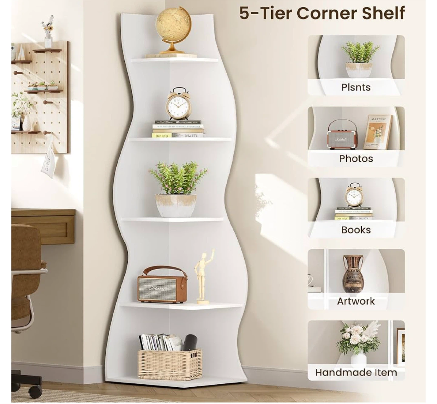 Gujiam 5-Tier Corner Shelf - White - photo 3