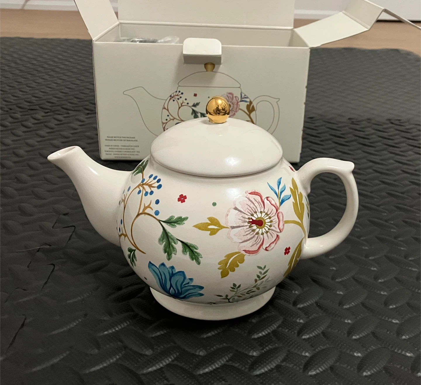 Indigo Floral Teapot - New in Box