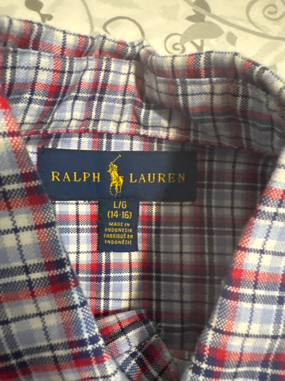 Ralph Lauren Plaid Button-Down Shirt, L (14-16) - photo 2