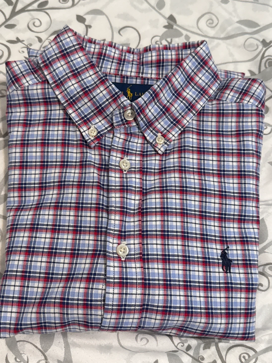 Ralph Lauren Plaid Button-Down Shirt, L (14-16)