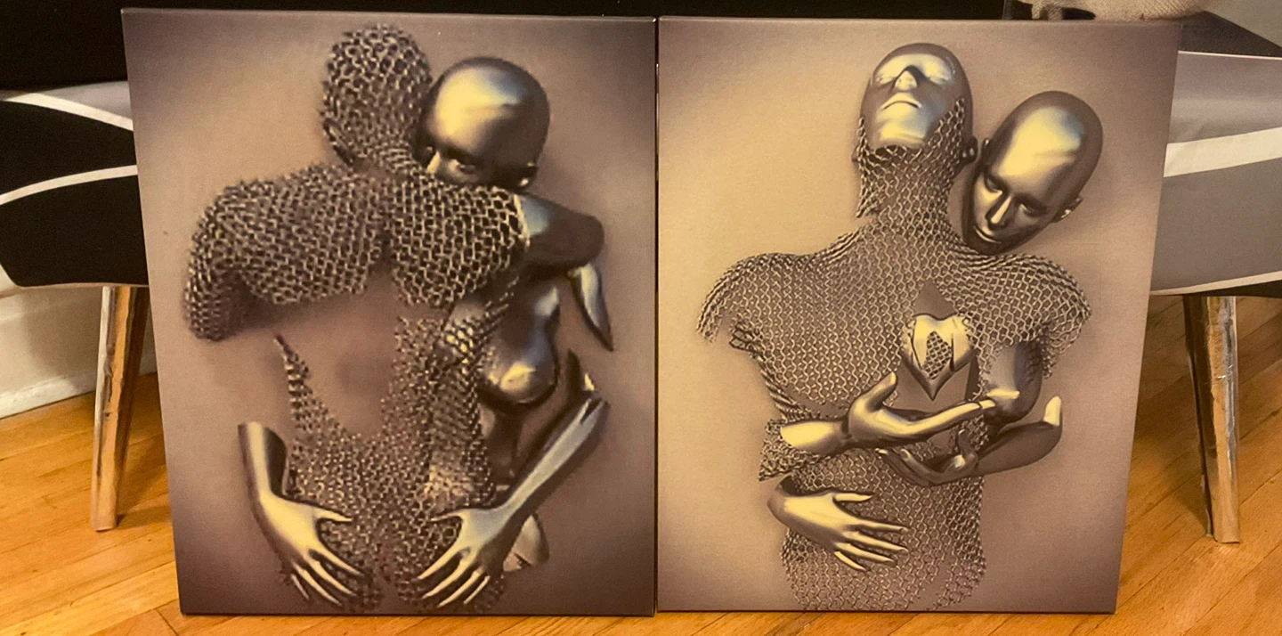 2 pc. Metallic 3D couples Canvas Wall Art