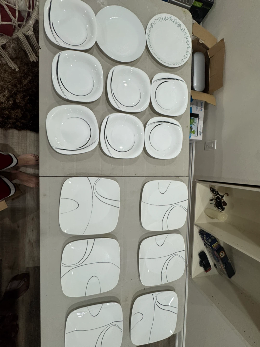 Corelle 3 sets of dishes and mugs