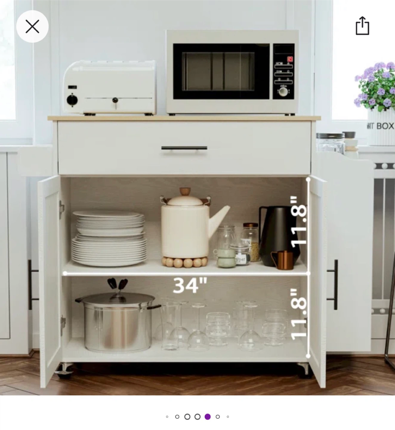 Rolling Kitchen Island - White & Wood - photo 3