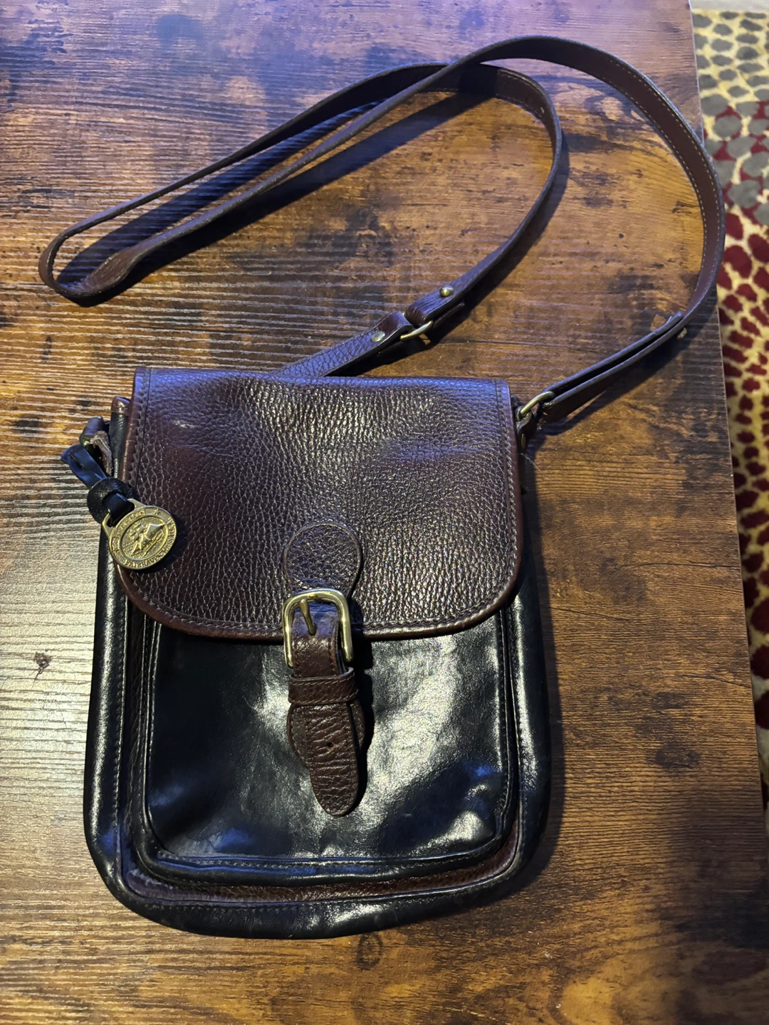 Pre-Owned Vintage Brown & Black Brahmin Leather Crossbody Bag