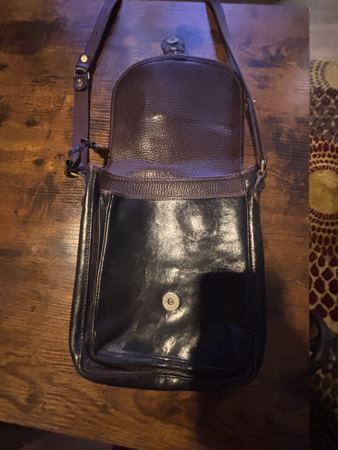 Pre-Owned Vintage Brown & Black Brahmin Leather Crossbody Bag - photo 3