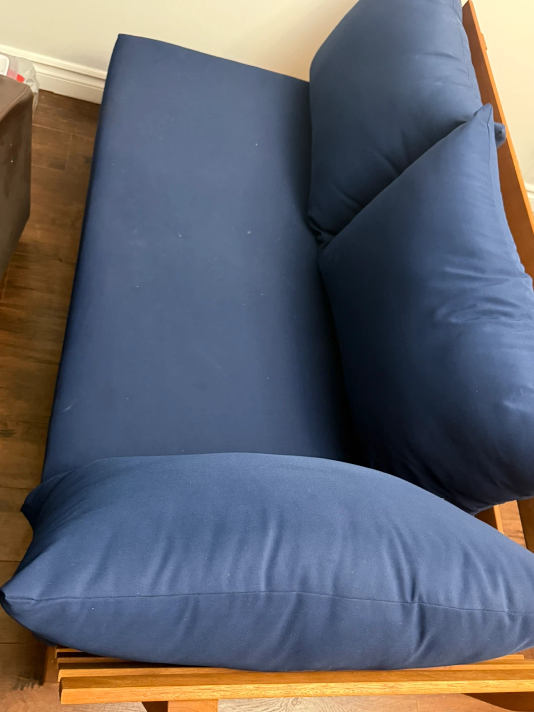 Blue  Futon with Wooden Frame
