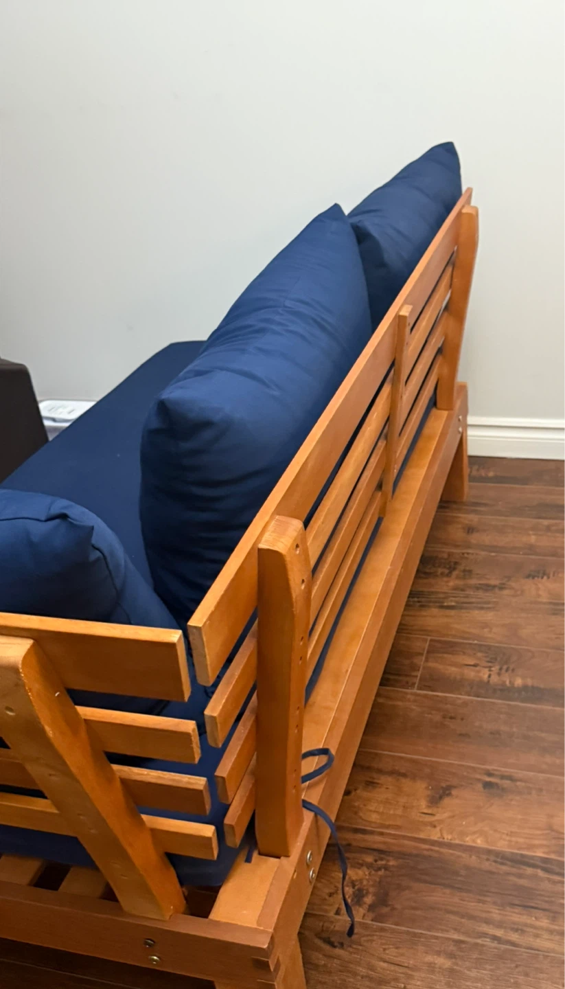 Blue  Futon with Wooden Frame - photo 2