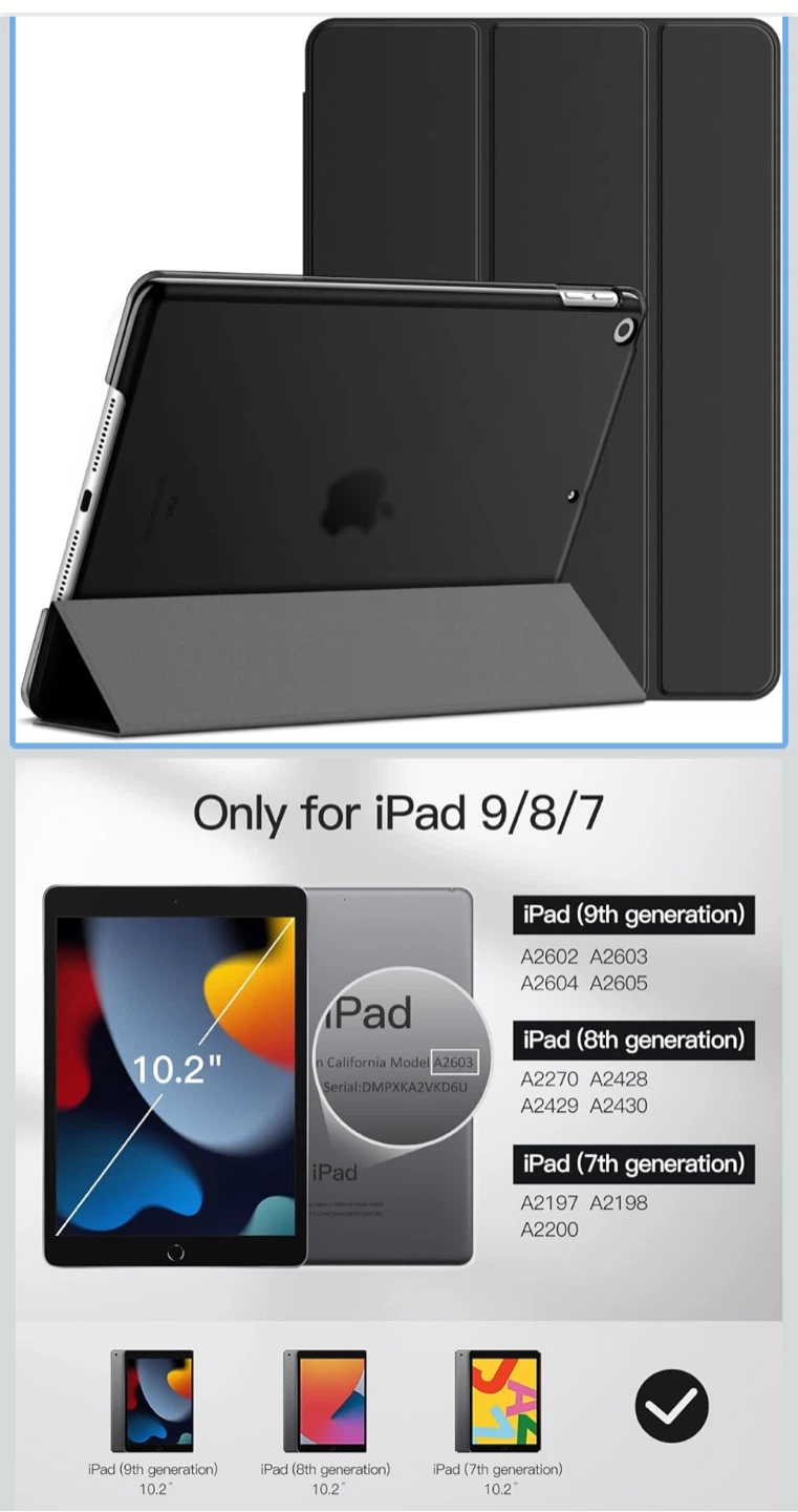 iPad 9/8/7 Case - Black, 10.2 inch