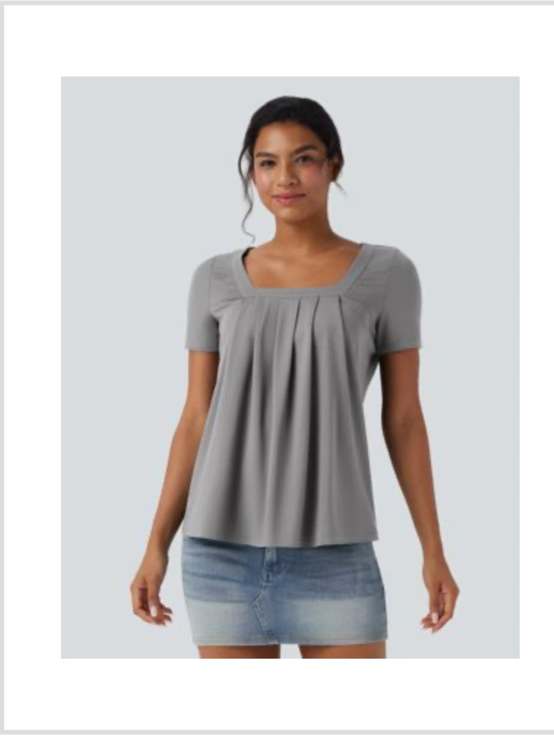Halara Pleated Square Neck T-Shirt - Large