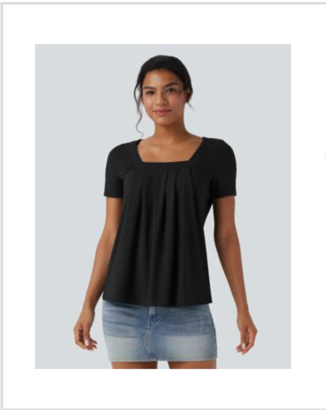 Halara Black Square Neck T-Shirt - Large