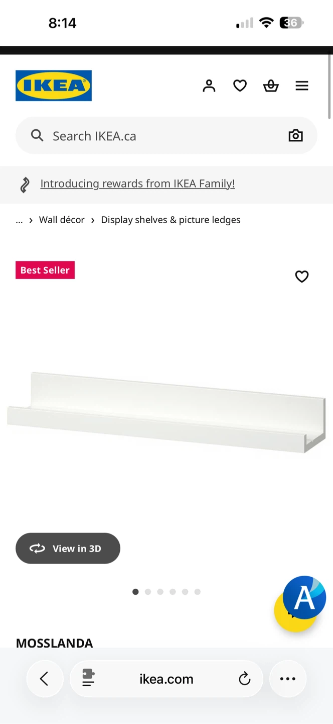 MOVING SALE: IKEA MOSSLANDA Picture Ledge, White