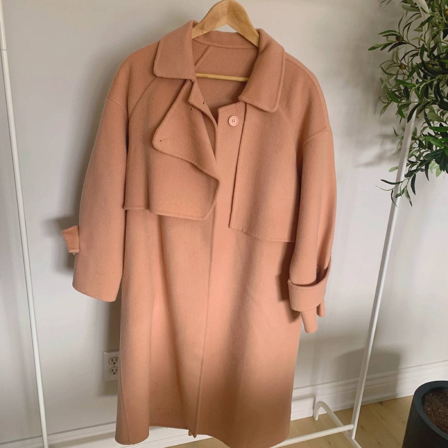 Soft Pink Oversized 100% Wool Coat (Size M)