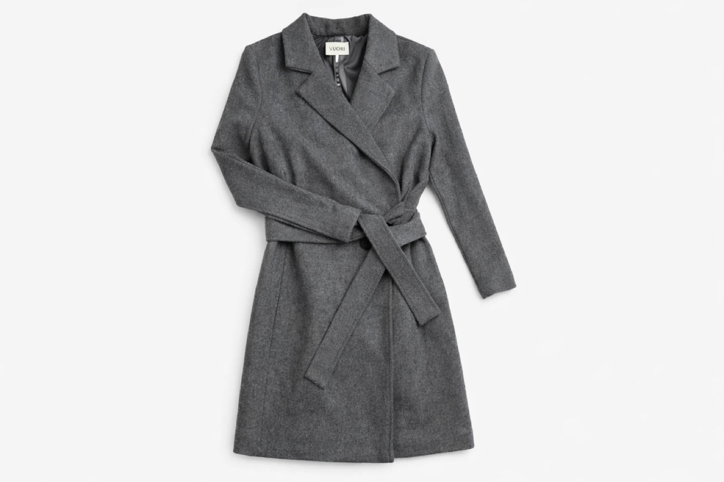 GANNI Grey Wool Wrap Coat