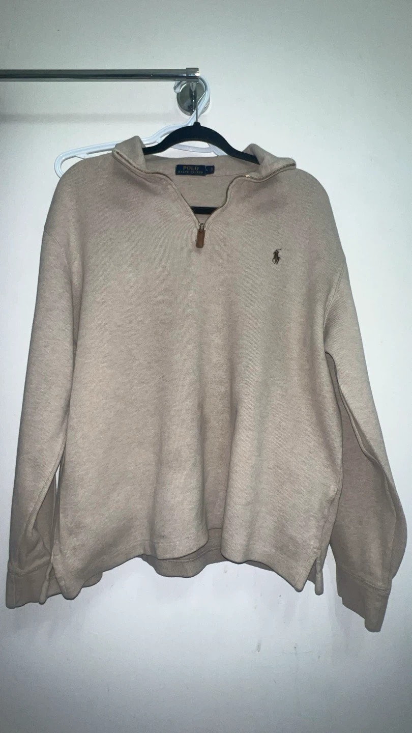 Polo Ralph Lauren Quarter Zip Beige Sweater - Size L