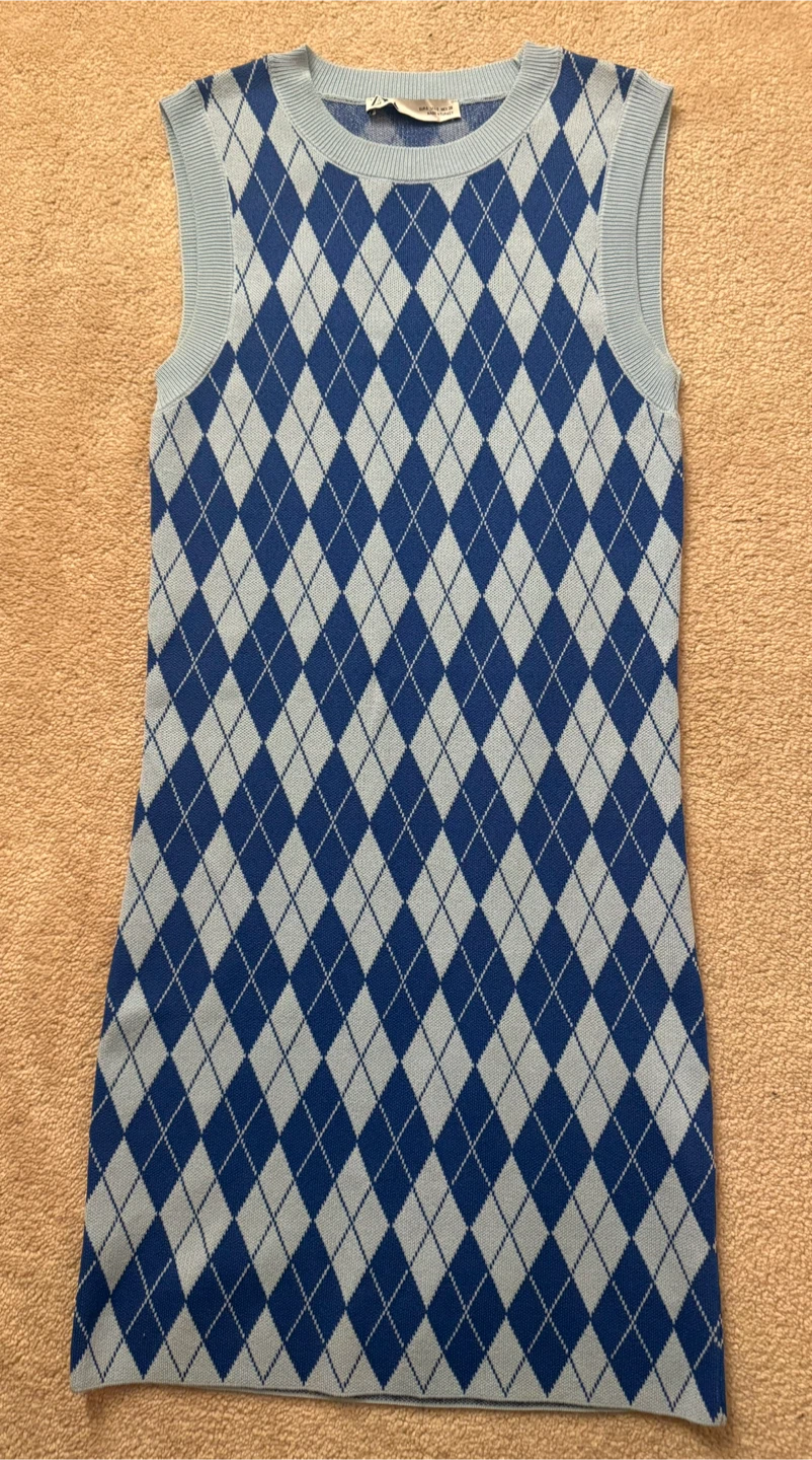 Zara Argyle Knit Dress - Size S