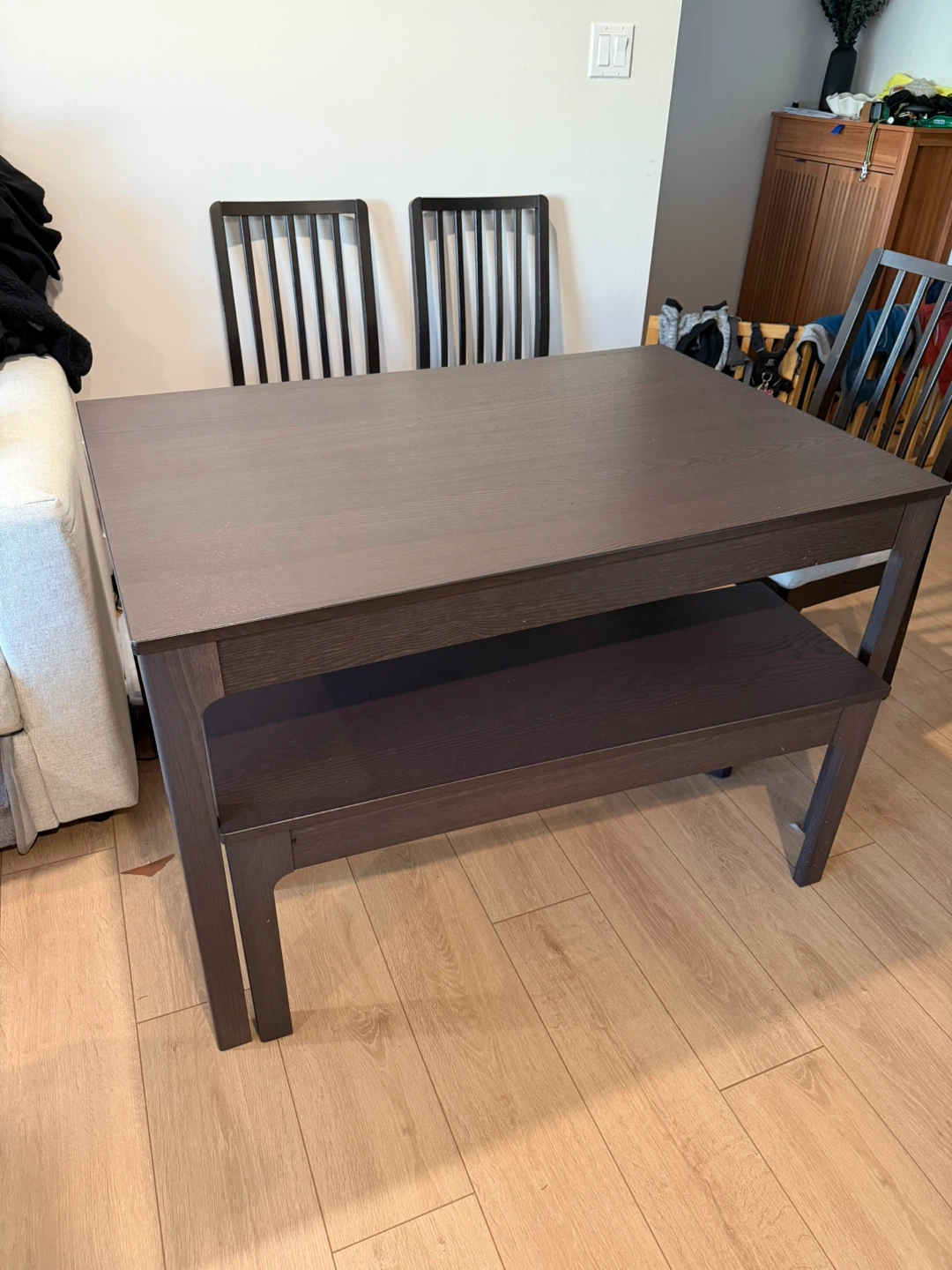 IKEA Dining Table Set with Bench & 4 Chairs