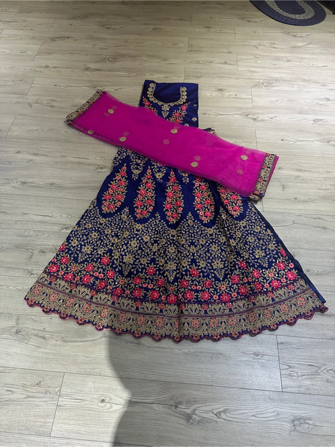 Blue Embroidered Lehenga Choli with Dupatta