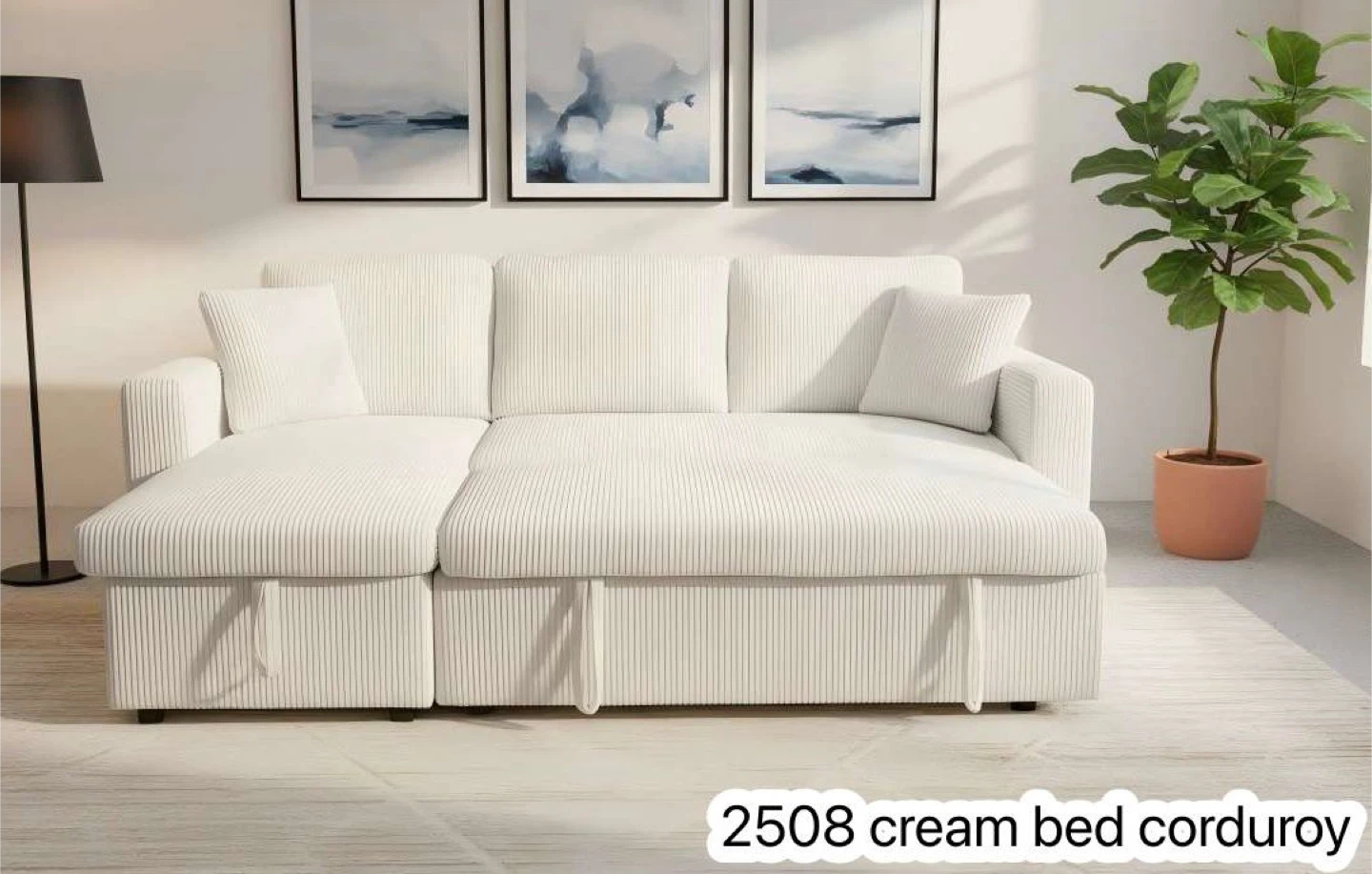 Corduroy Bed Sofa - Cream! FREE DELIVERY