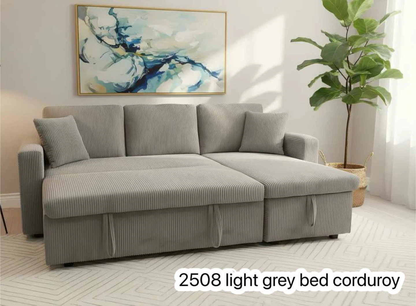 Corduroy Bed Sofa - Cream! FREE DELIVERY - photo 3