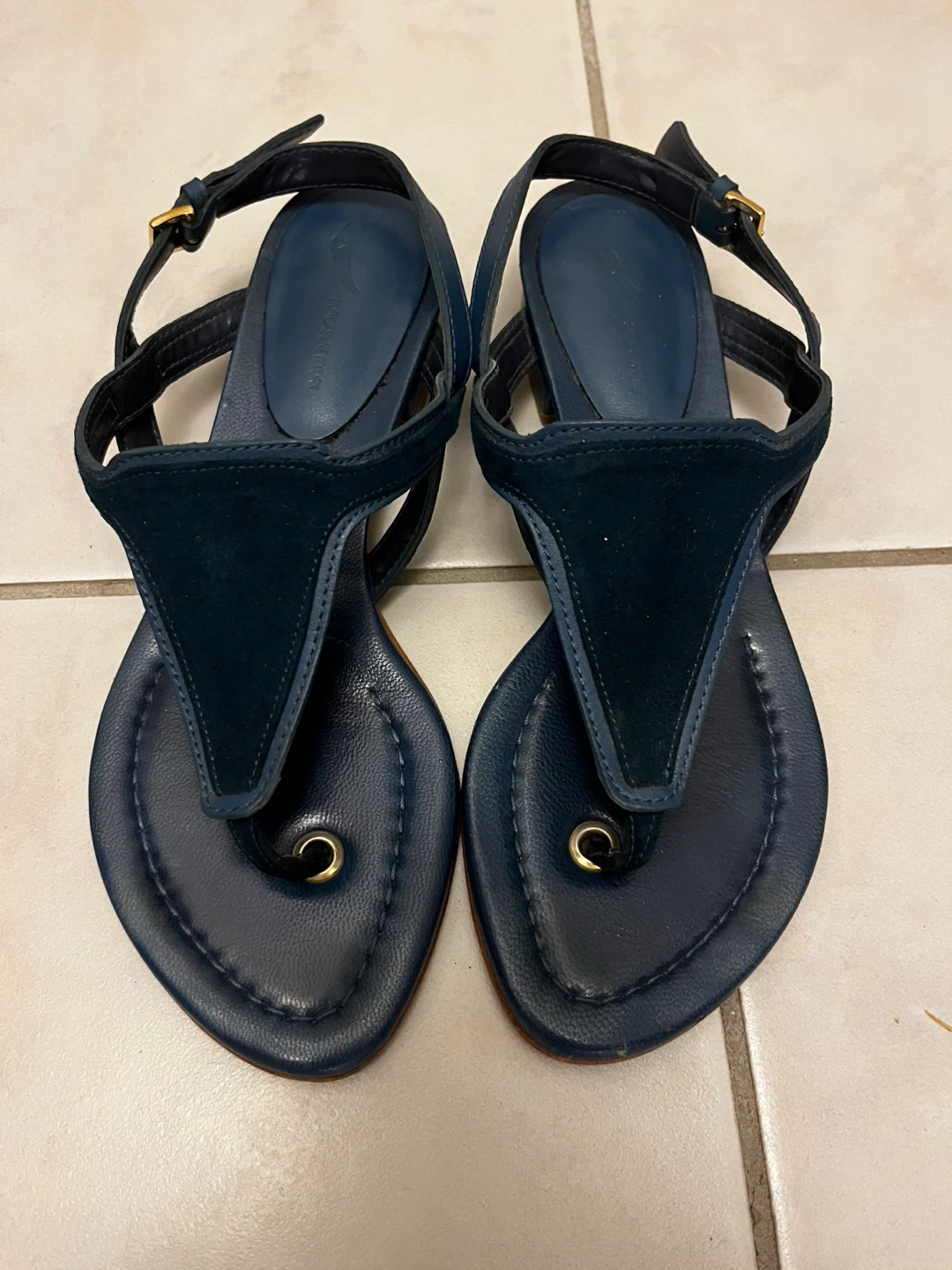 Navy Leather Sandals