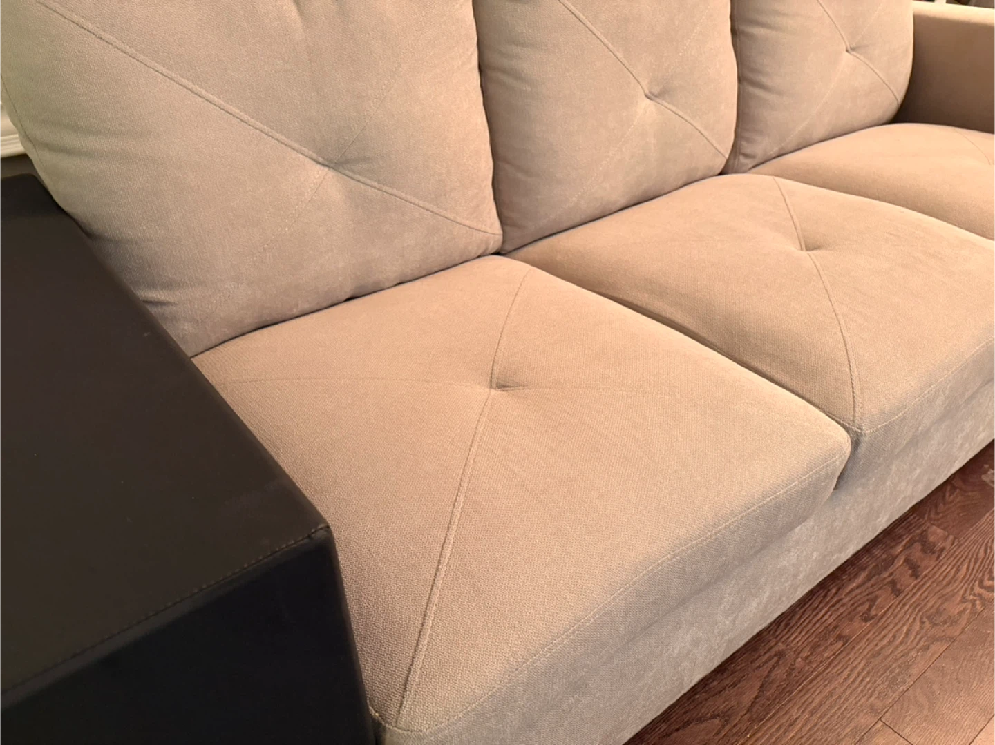Beige Sofa with Black Side Table - photo 2