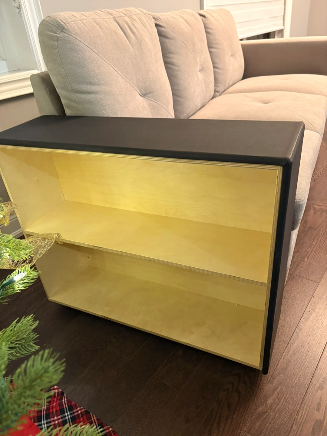Beige Sofa with Black Side Table - photo 3