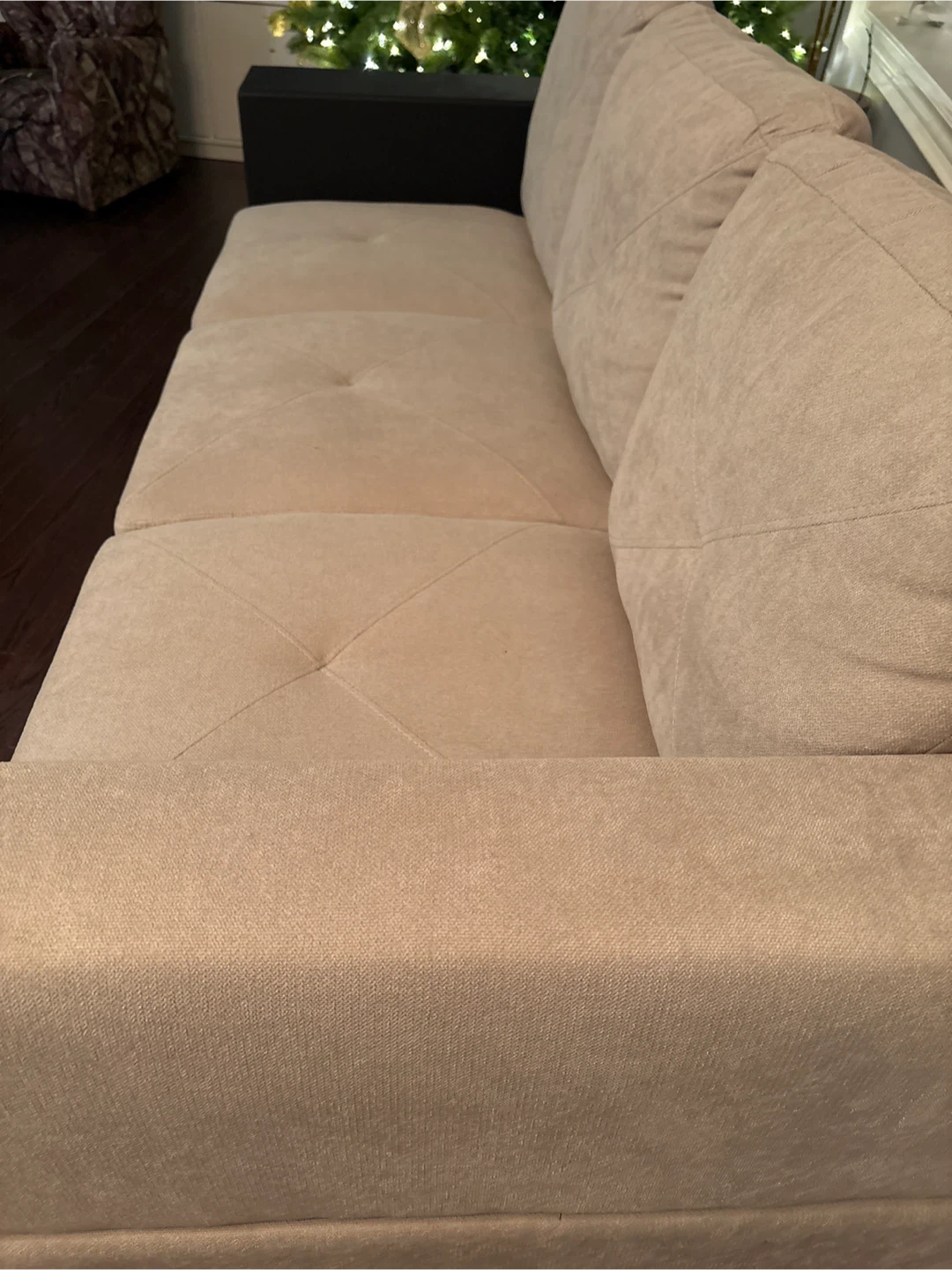 Beige Sofa with Black Side Table - photo 4