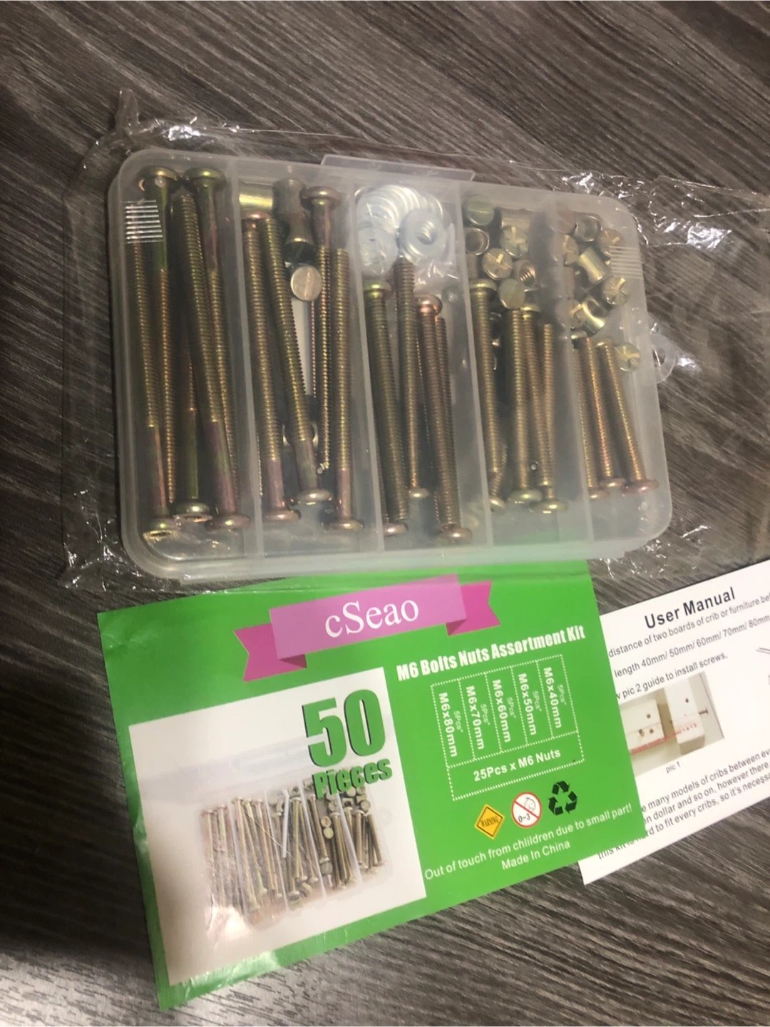cSeao M6 Bolts Nuts Assortment Kit - 50 Pieces - photo 2