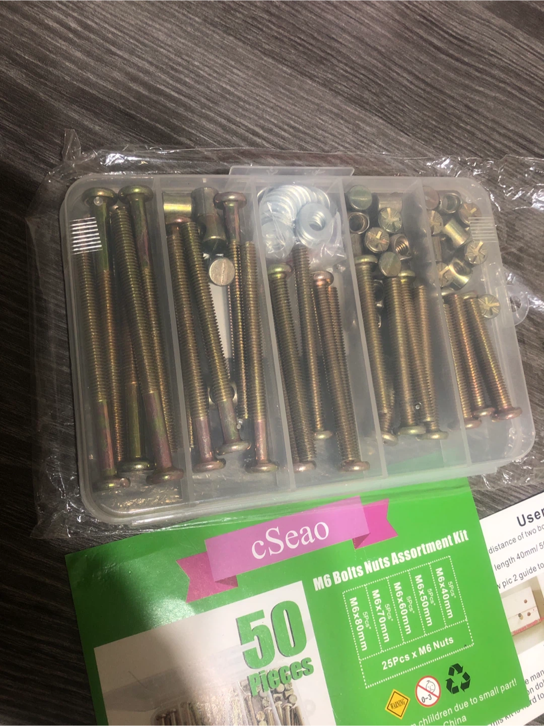 cSeao M6 Bolts Nuts Assortment Kit - 50 Pieces - photo 3
