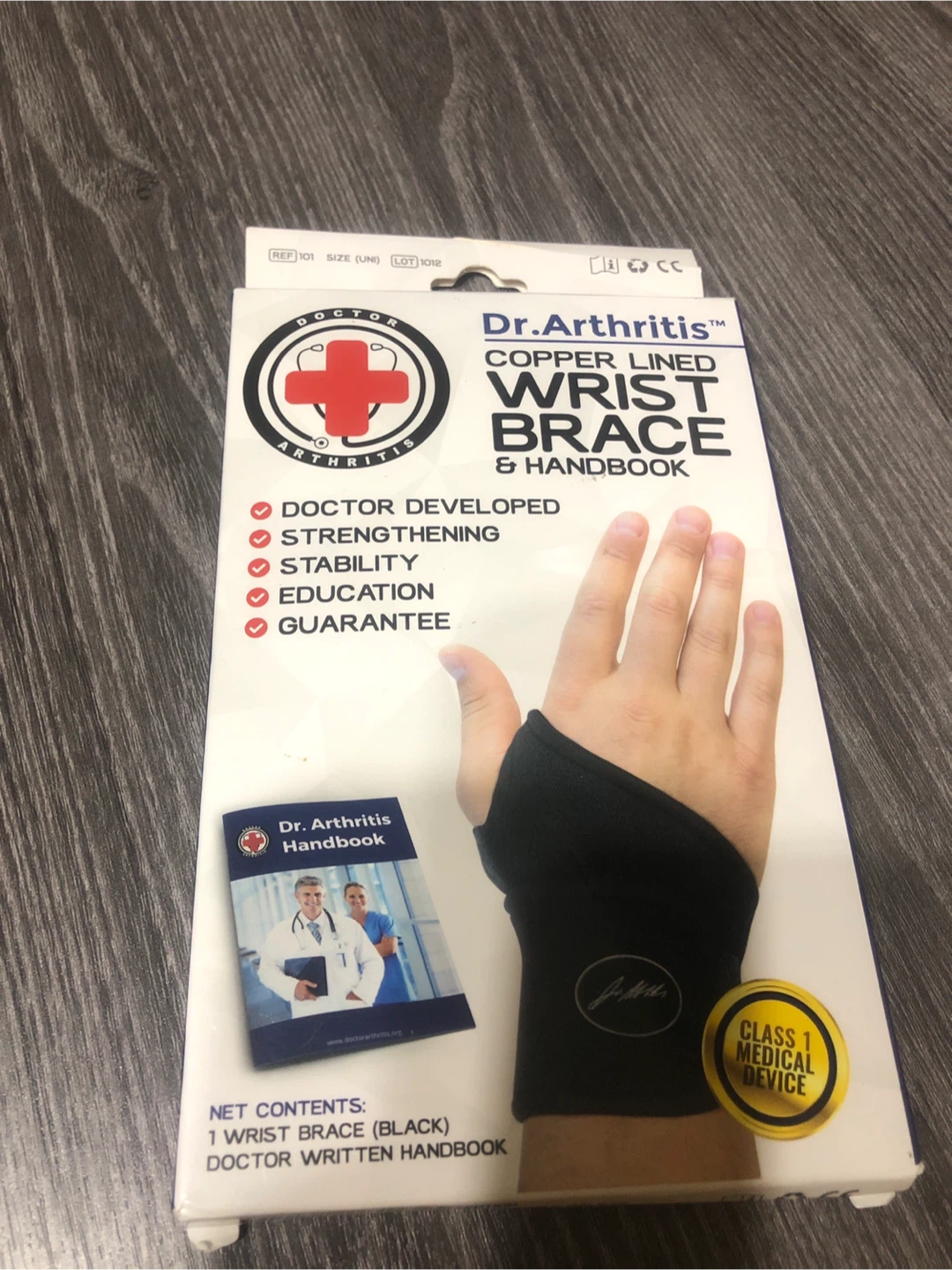 Dr. Arthritis Copper Lined Wrist Brace & Handbook