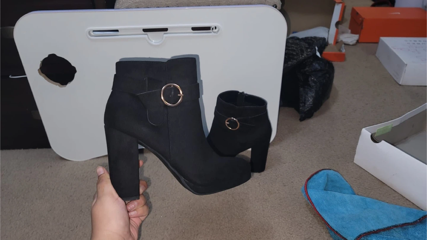 Black Ankle Boots with Buckle Detail - photo 3