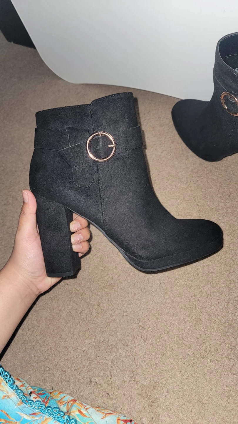 Black Ankle Boots with Buckle Detail - photo 4