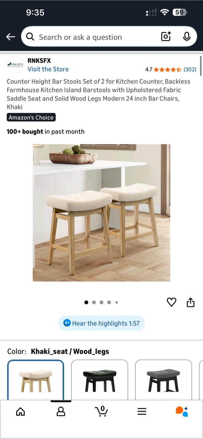 Counter Height Bar Stools Set of 2 - photo 2
