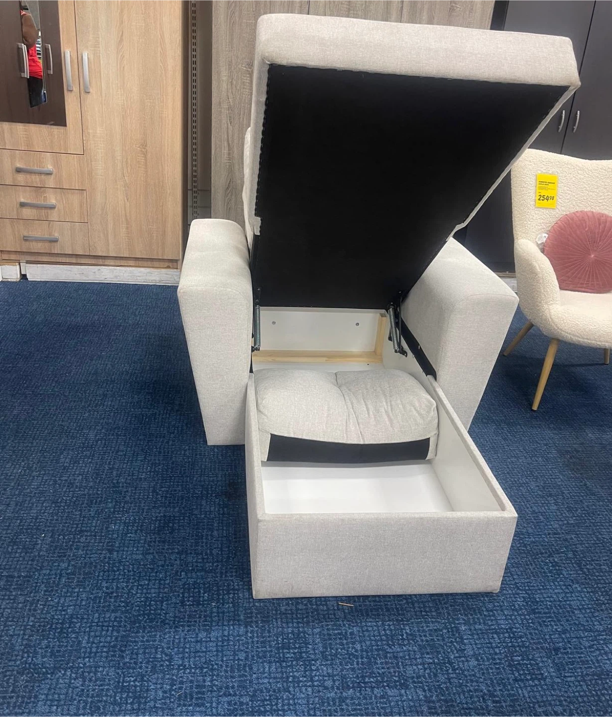 Beige Armchair with Storage