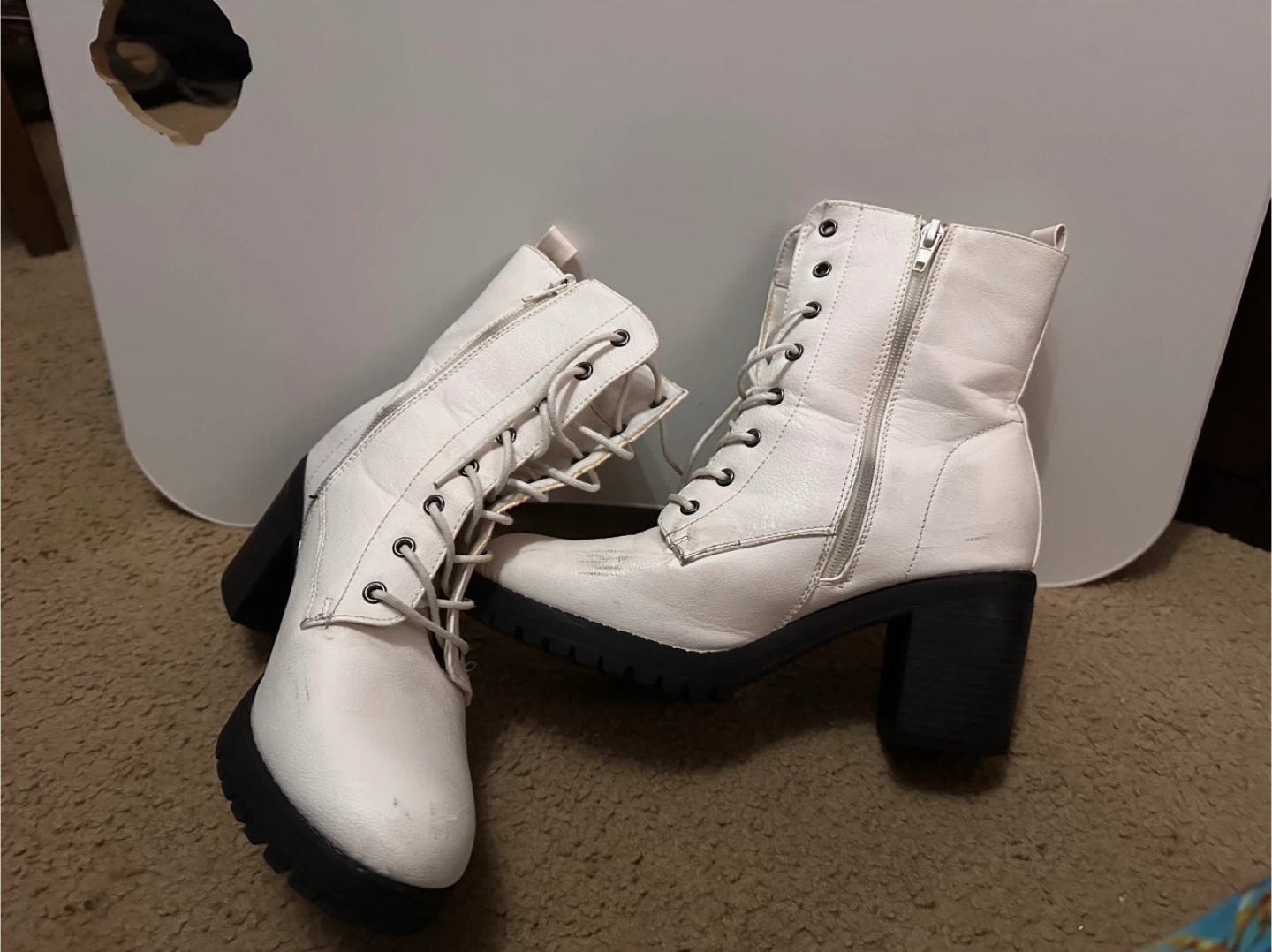 Mudd White Heeled Boots - Size 8.5