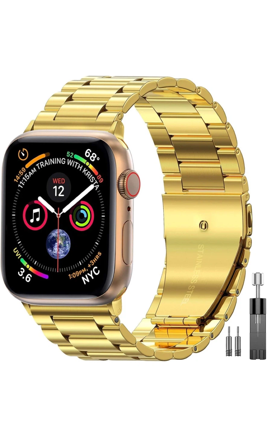 Gold Stainless Steel Apple Watch Band 42/44mm