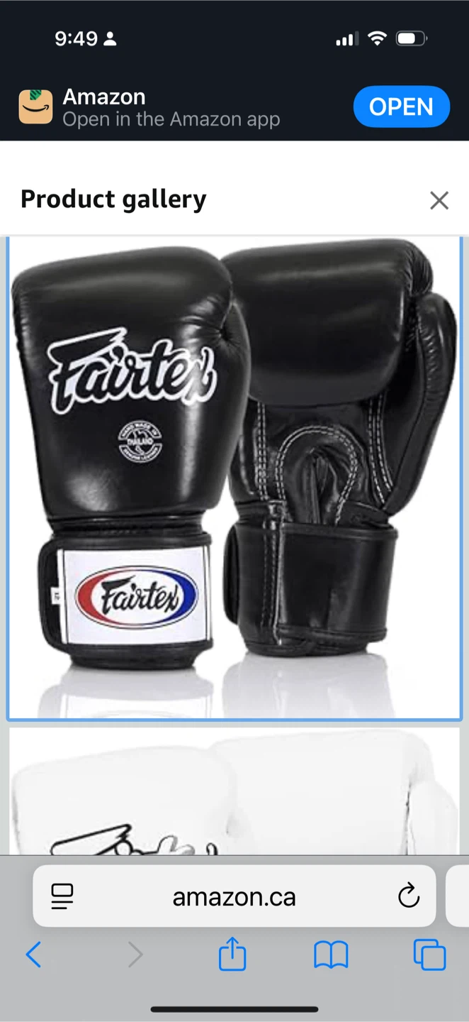 12oz Black Leather FAIRTEX BGV1 Muay Thai/Boxing Sparring Gloves