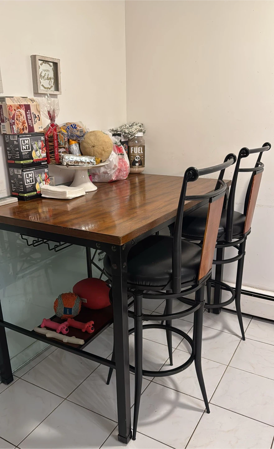Counter Height Stool with Faux Leather Seat - photo 2