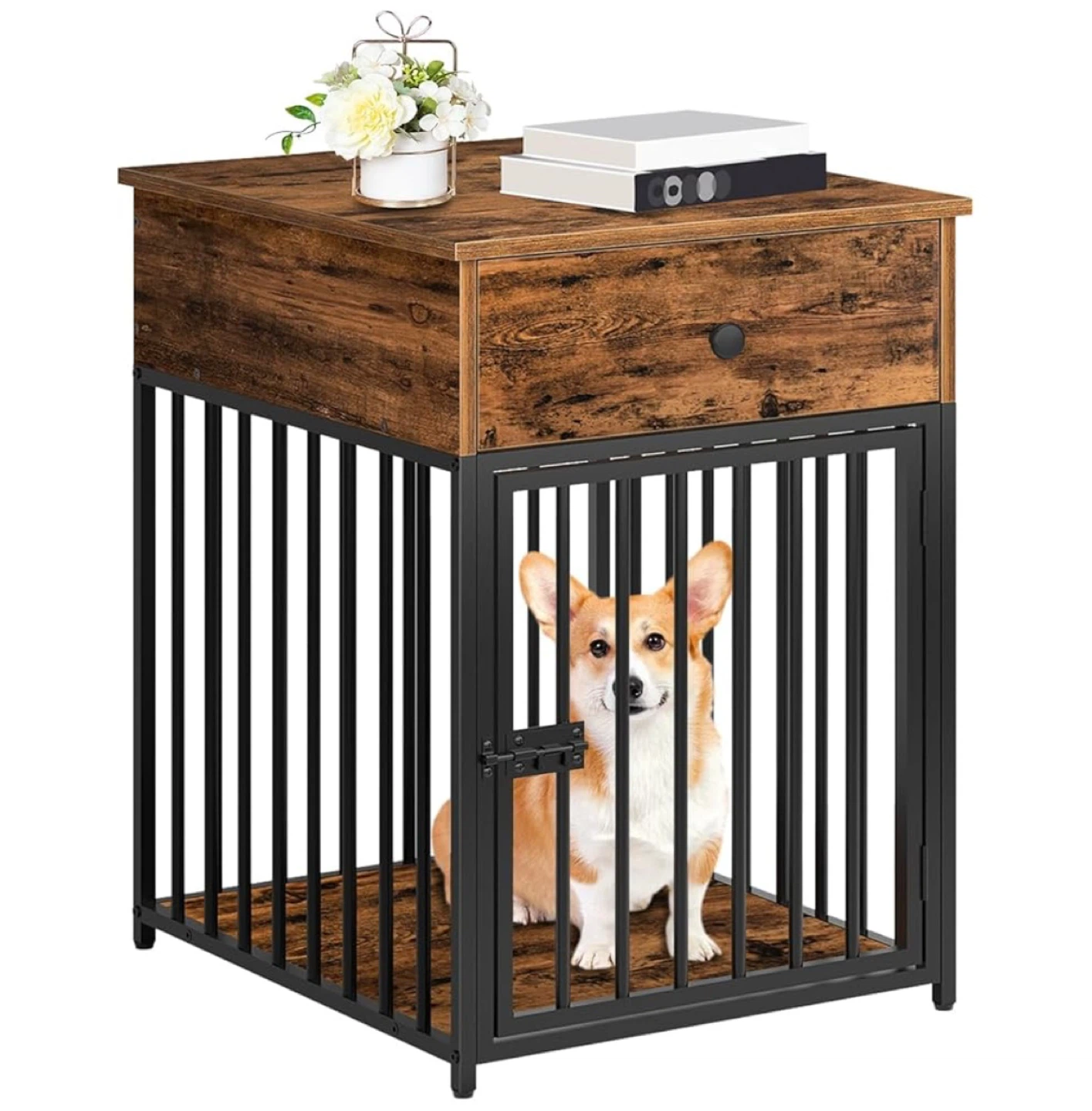 Dog Crate End Table with Storage Drawer