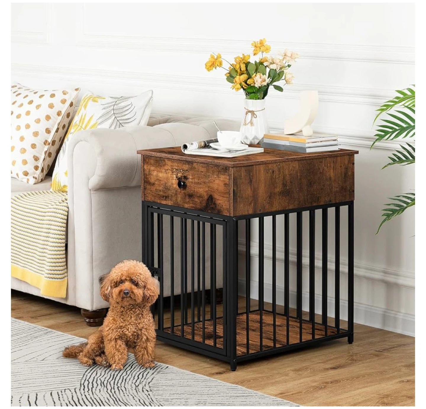 Dog Crate End Table with Storage Drawer - photo 4