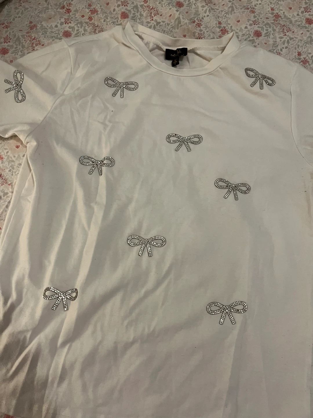 TFNC London White Bow T-Shirt - Size S - photo 2