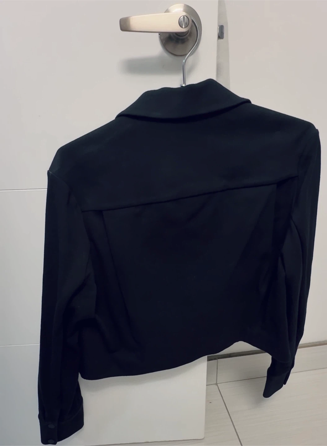 COS Black Cropped Twill Zip-Up Jacket - Size Small - photo 5