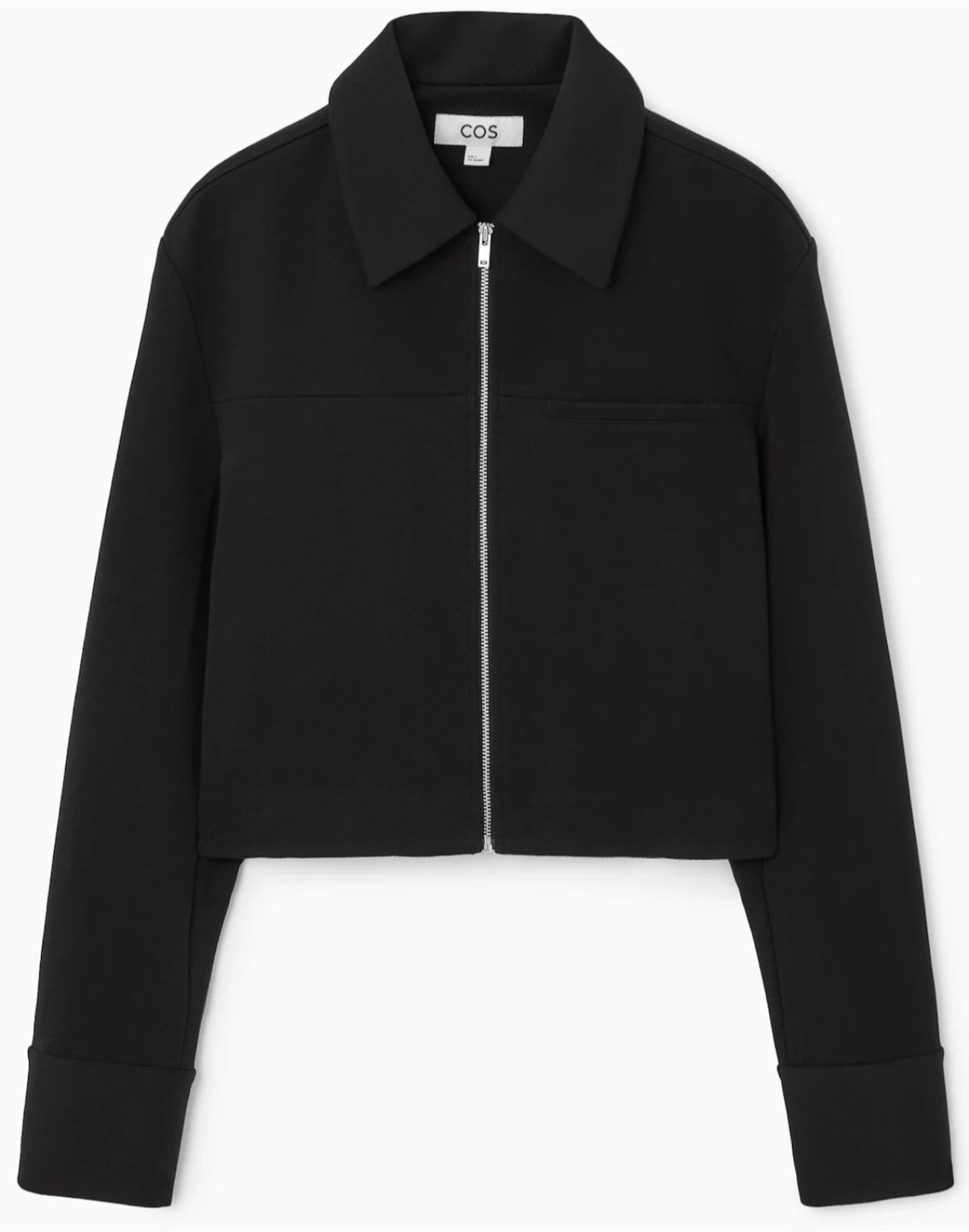 COS Black Cropped Twill Zip-Up Jacket - Size Small